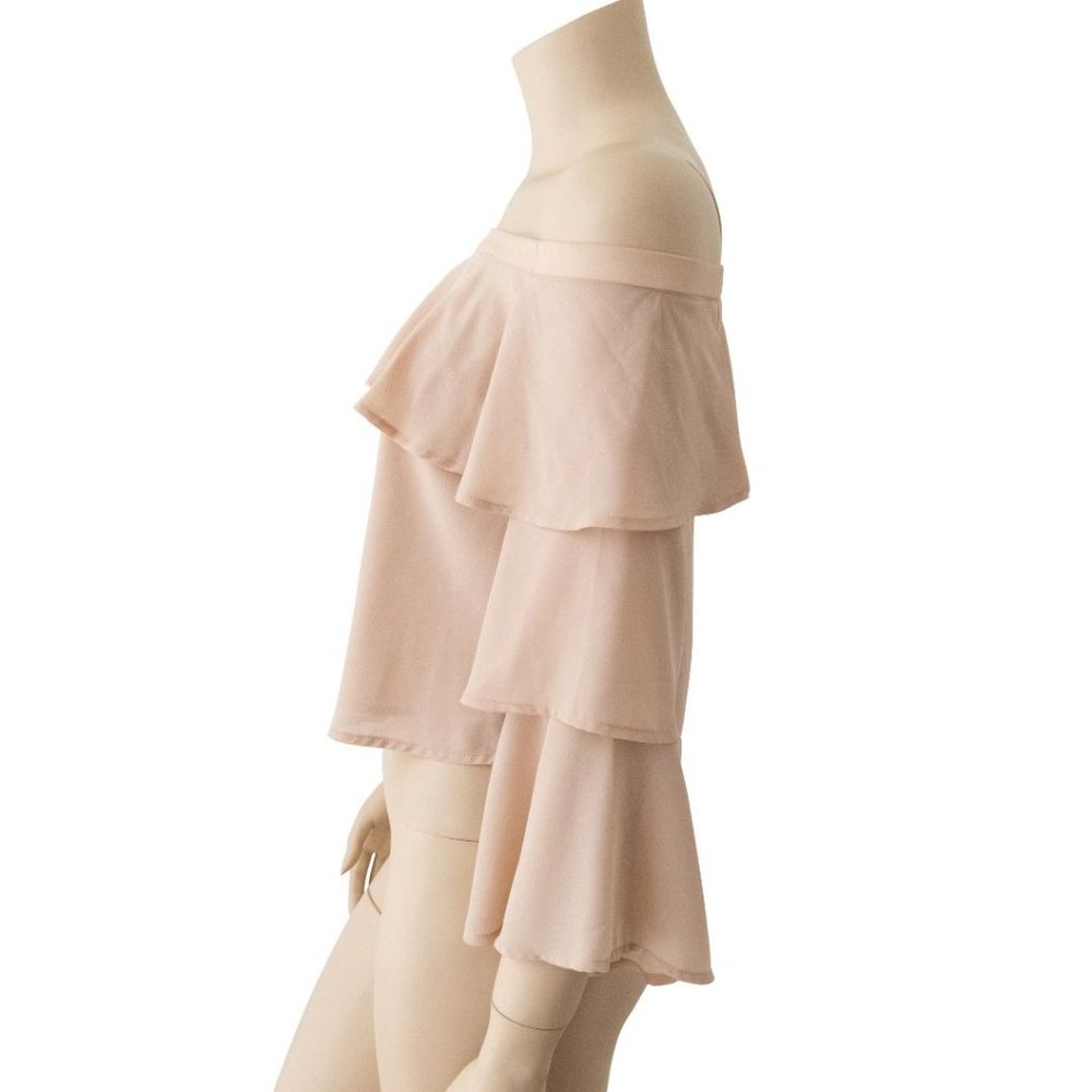 Bardot Off The Shoulder Ruffle Top in Nude - Size 6 - Picture 2 of 3